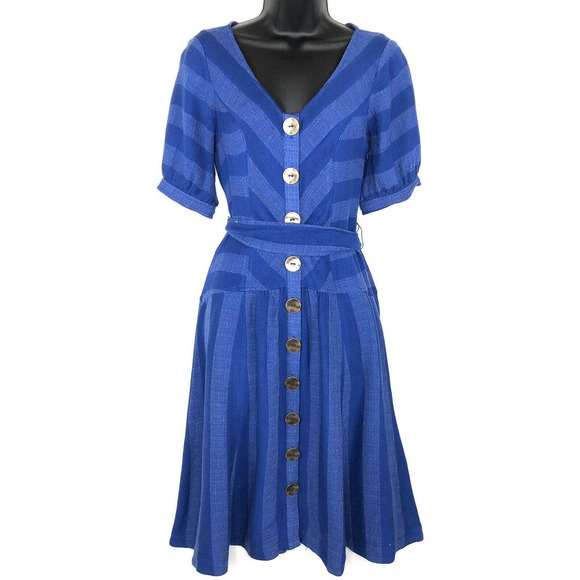 Maeve Dresses & Skirts - Maeve Anthropologie Tonal Striped Dress Belted